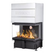 Каминная топка Экокамин ДЕЛЬТА 800 B TDN800B три стекла принтинг черный шамот